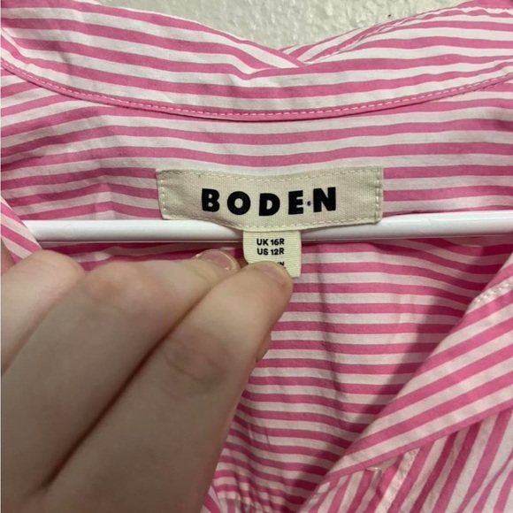 Boden Preppy Light Pink Striped 100% Cotton Button Down Shirt Size 12R - Picture 3 of 5